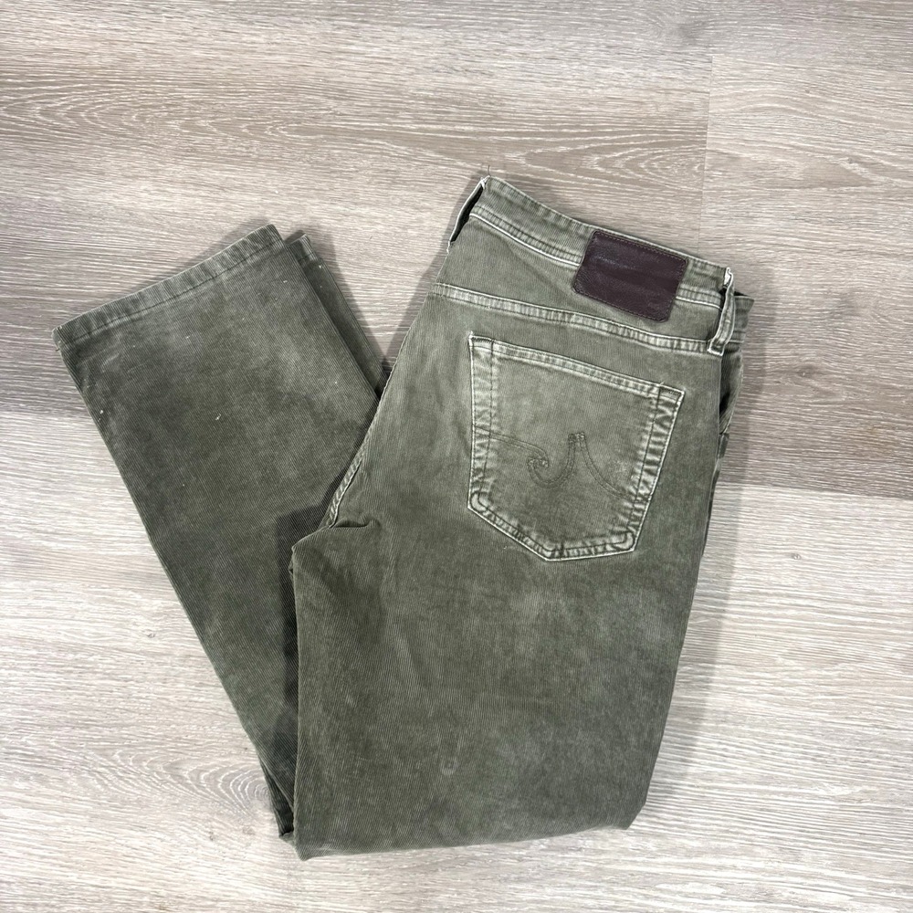 AG Adriano Goldschmied Everett Slim Green Corduroy Pants Men's Size 34x30‎